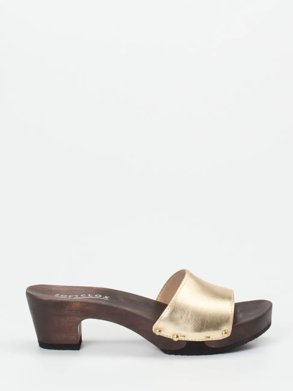 Softclox – Clogs aus Metallicleder und Holzsohle