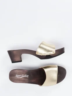 Softclox – Clogs aus Metallicleder und Holzsohle