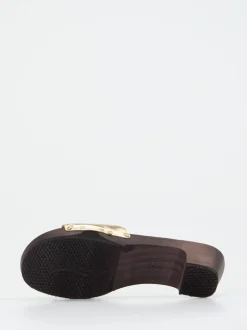 Softclox – Clogs aus Metallicleder und Holzsohle