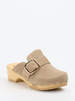 Softclox – Clogs aus Veloursleder mit Holzsohle