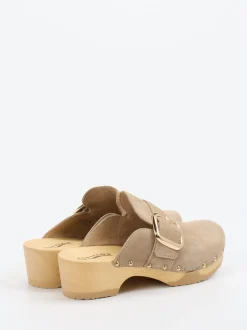 Softclox – Clogs aus Veloursleder mit Holzsohle