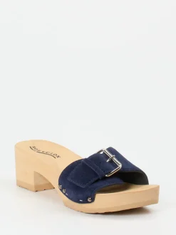 Softclox – Clogs aus Veloursleder in Dunkelblau