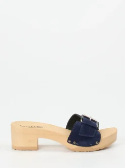 Softclox – Clogs aus Veloursleder in Dunkelblau