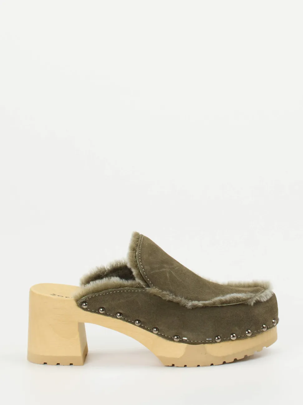 Softclox – Clogs aus Veloursleder olivgrün gefüttert