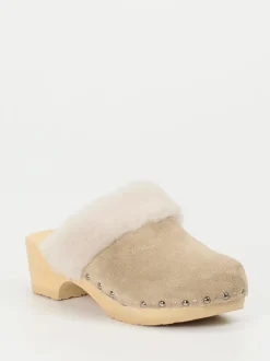 Softclox – Clogs aus Veloursleder mit Lammfellrand