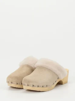 Softclox – Clogs aus Veloursleder mit Lammfellrand