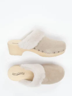Softclox – Clogs aus Veloursleder mit Lammfellrand