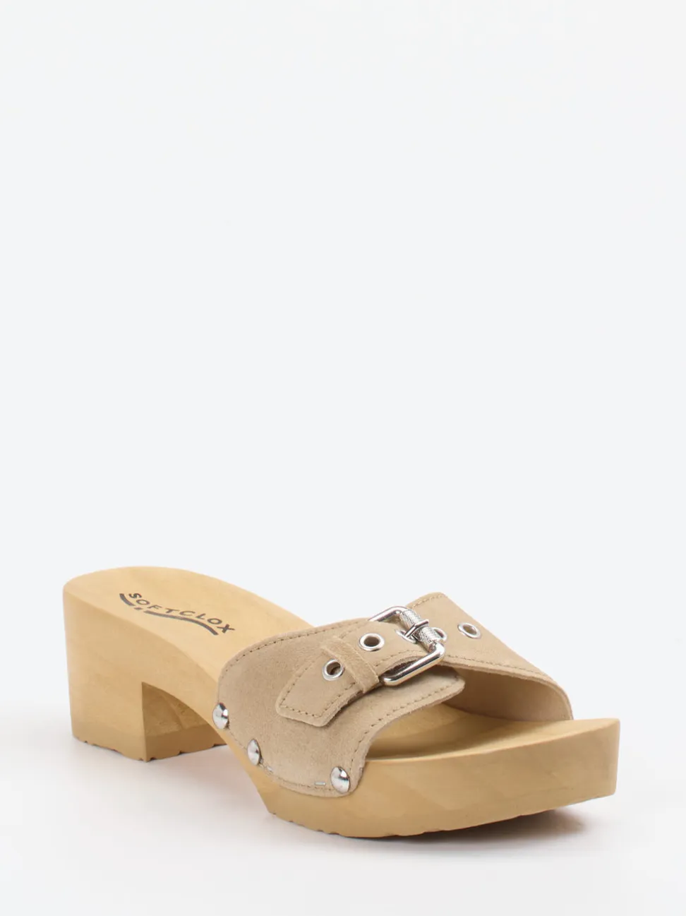 Softclox – Clogs aus Veloursleder in Beigebraun