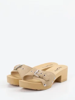 Softclox – Clogs aus Veloursleder in Beigebraun