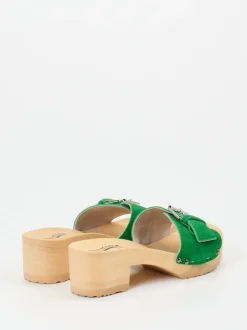 Softclox – Damen-Clogs aus Veloursleder grün