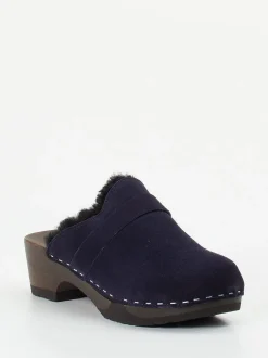 Softclox – Gefütterte Clogs aus Veloursleder Dunkelblau