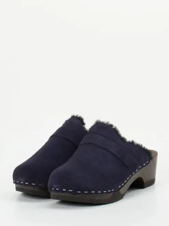 Softclox – Gefütterte Clogs aus Veloursleder Dunkelblau