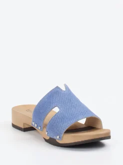Softclox – Pantolette aus Textil mit Holzsohle
