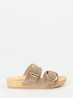 Softclox – Pantoletten aus Veloursleder beigebraun