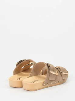 Softclox – Pantoletten aus Veloursleder beigebraun