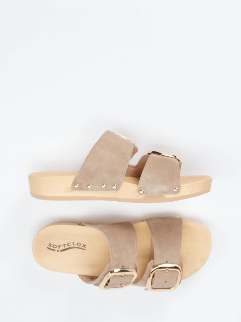 Softclox – Pantoletten aus Veloursleder beigebraun