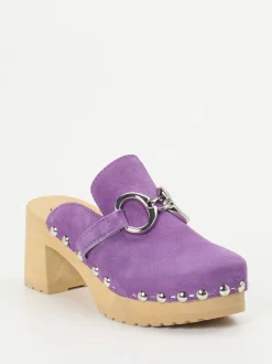 Softclox – Plateau-Clogs aus Veloursleder Flieder