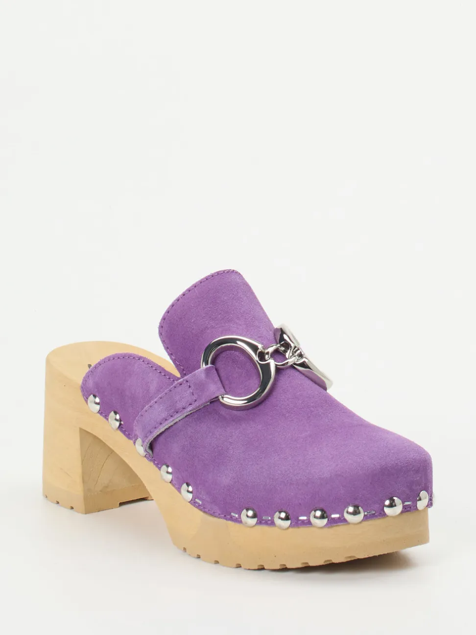 Softclox – Plateau-Clogs aus Veloursleder Flieder