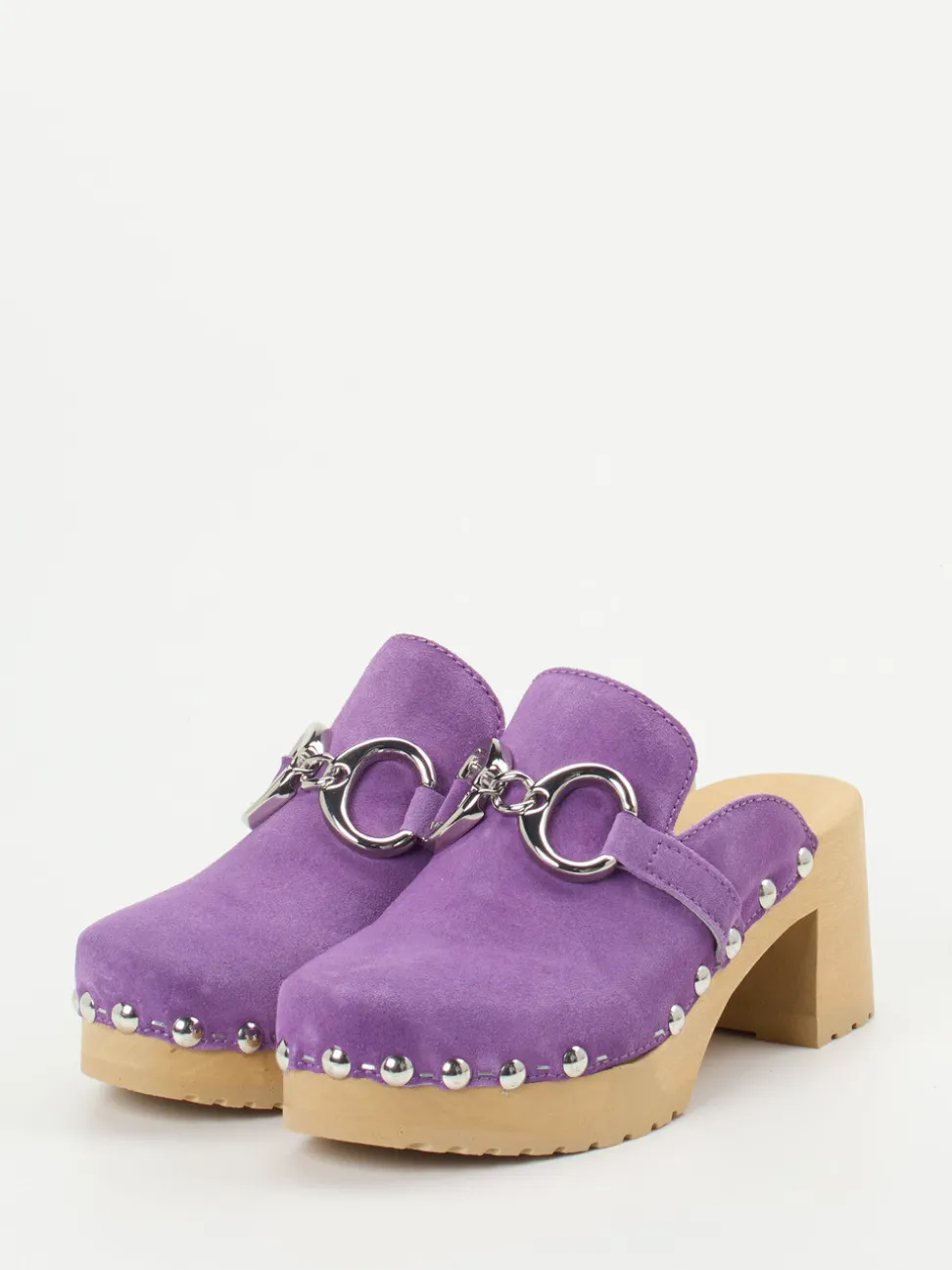 Softclox – Plateau-Clogs aus Veloursleder Flieder