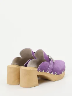 Softclox – Plateau-Clogs aus Veloursleder Flieder