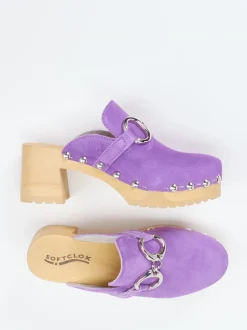Softclox – Plateau-Clogs aus Veloursleder Flieder