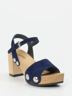 Softclox – Plateausandale aus Veloursleder marineblau