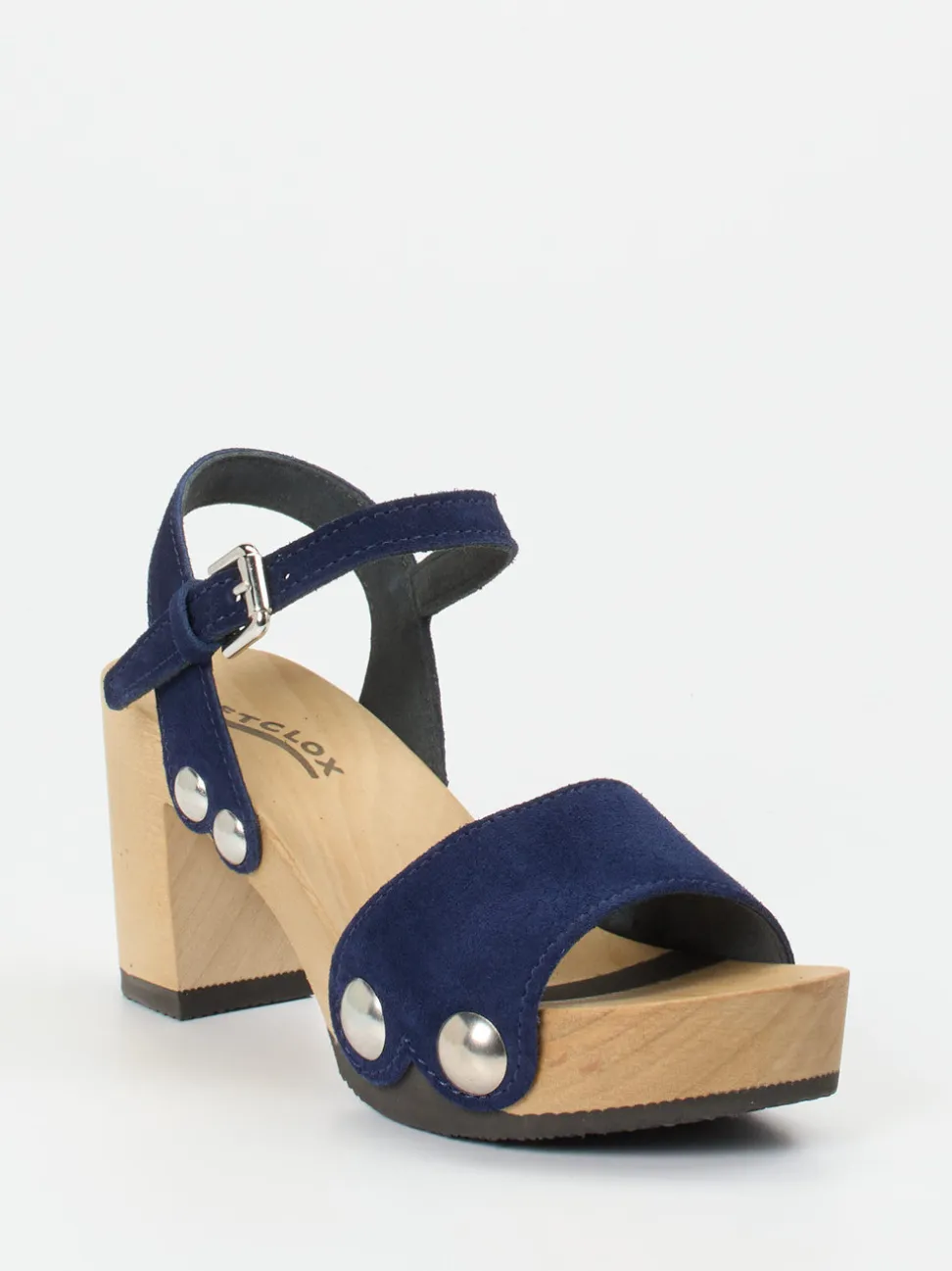 Softclox – Plateausandale aus Veloursleder marineblau