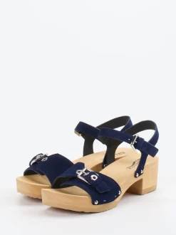 Softclox – Plateau-Sandale aus Veloursleder Dunkelblau