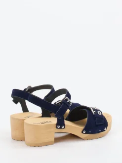 Softclox – Plateau-Sandale aus Veloursleder Dunkelblau
