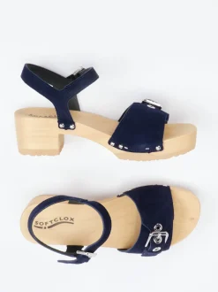 Softclox – Plateau-Sandale aus Veloursleder Dunkelblau