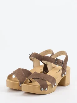 Softclox – Plateau-Sandalen aus Veloursleder braun