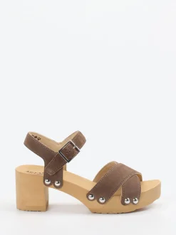 Softclox – Plateau-Sandalen aus Veloursleder braun