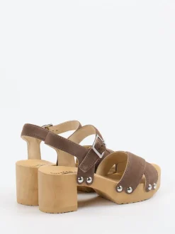 Softclox – Plateau-Sandalen aus Veloursleder braun