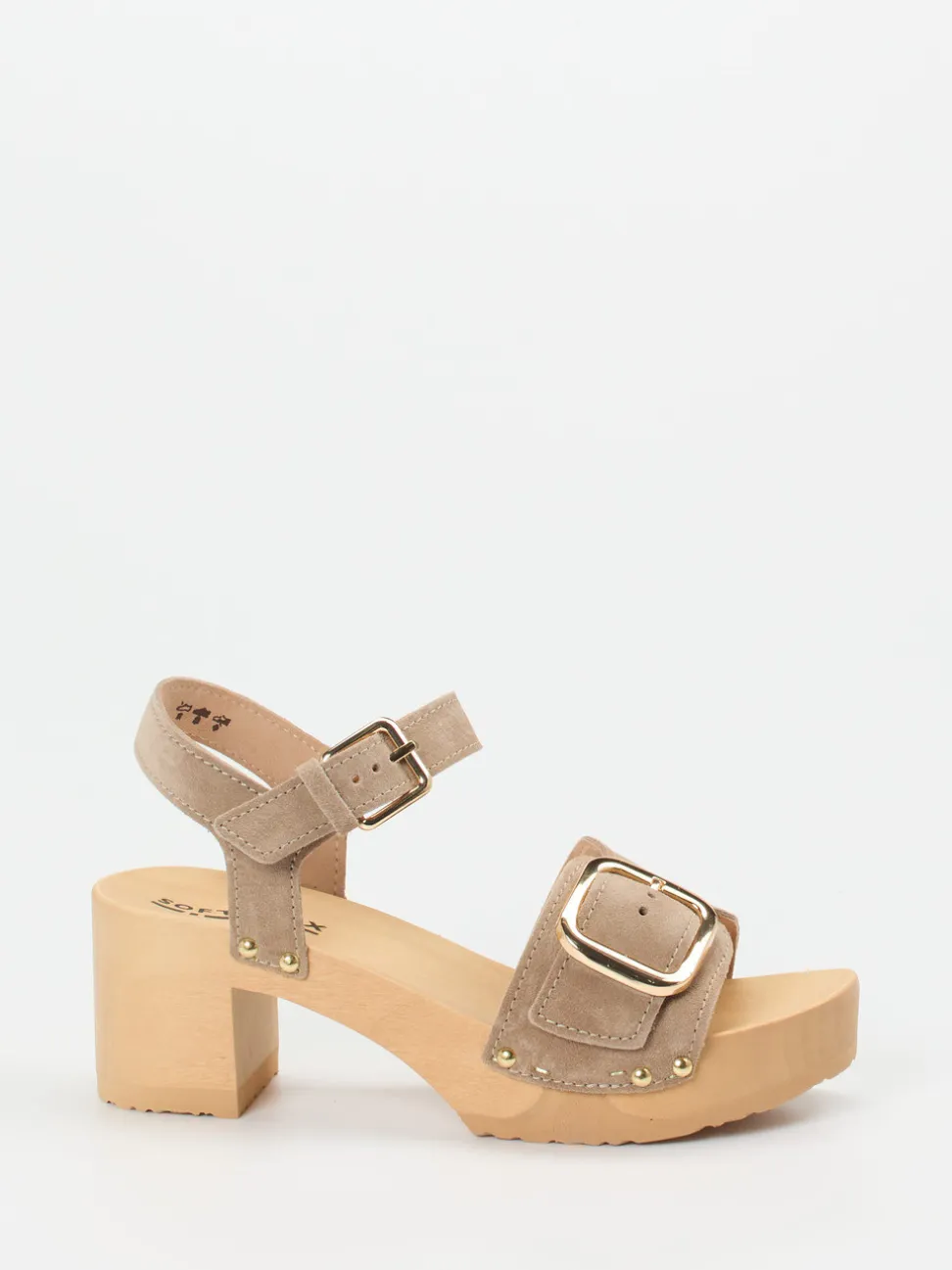 Softclox – Plateau-Sandalen aus Veloursleder sandbeige