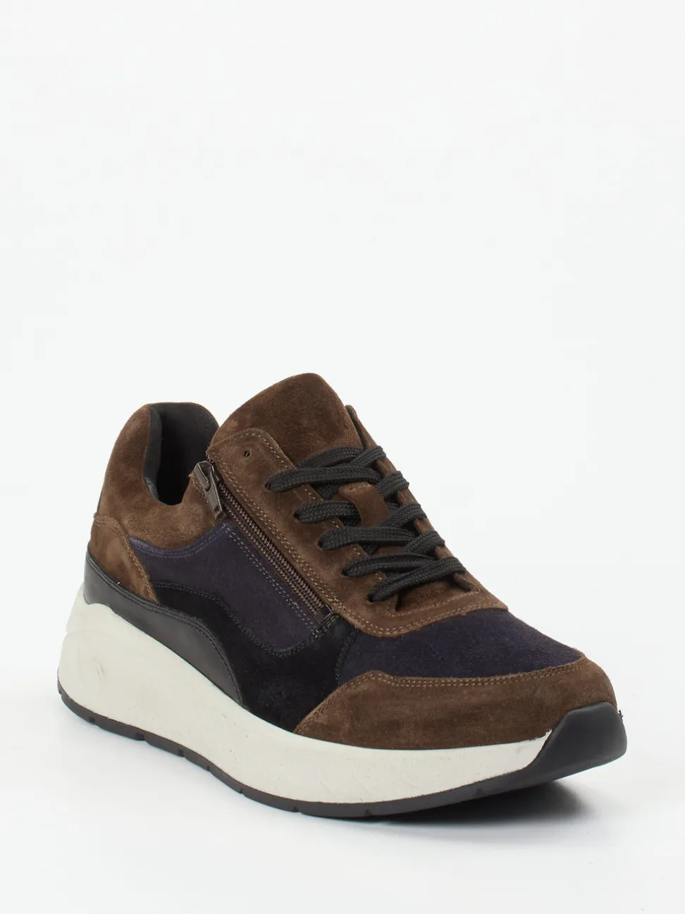 Solidus – Chunky Sneaker aus Veloursleder Braun-Navy