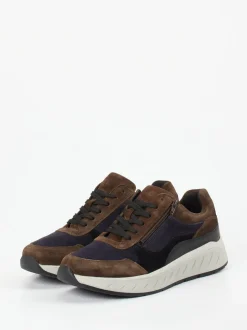 Solidus – Chunky Sneaker aus Veloursleder Braun-Navy