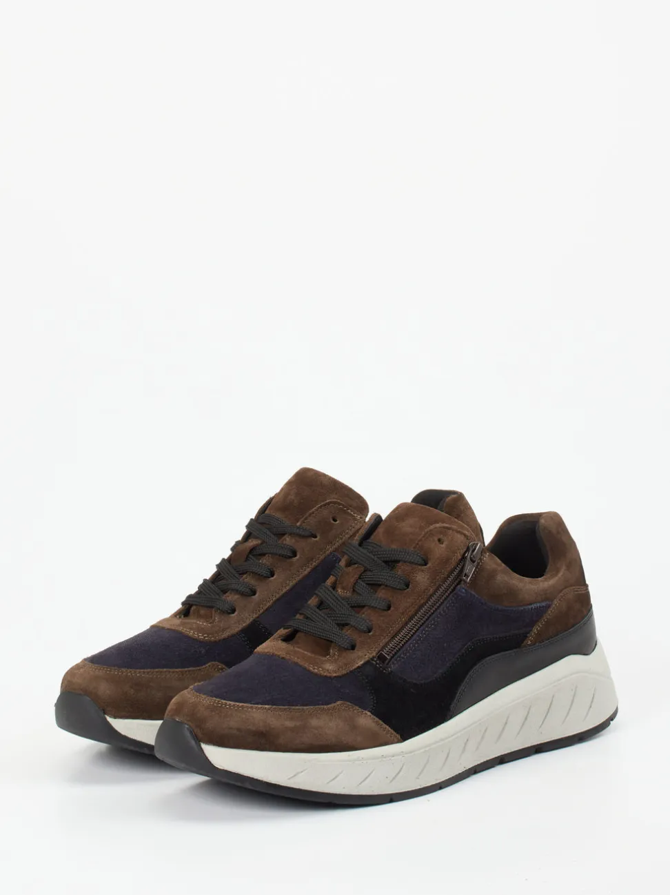 Solidus – Chunky Sneaker aus Veloursleder Braun-Navy