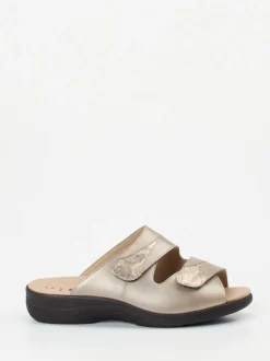 Solidus – Komfort-Pantoletten aus Metallicleder champagner