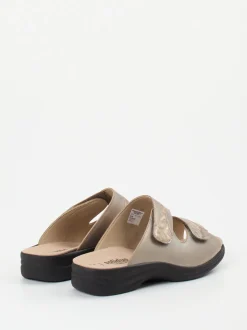 Solidus – Komfort-Pantoletten aus Metallicleder champagner