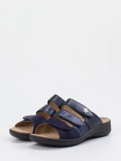 Solidus – Komfort-Pantolette aus Metallicleder blau