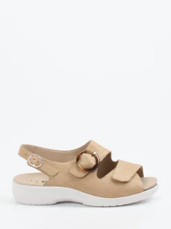 Solidus – Komfortsandale aus geprägtem Leder Beige