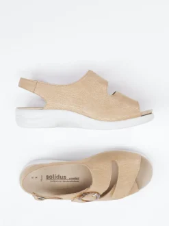 Solidus – Komfortsandale aus geprägtem Leder Beige