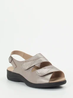 Solidus – Komfortsandale aus Metallicleder beige
