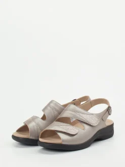 Solidus – Komfortsandale aus Metallicleder beige