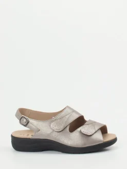 Solidus – Komfortsandale aus Metallicleder beige