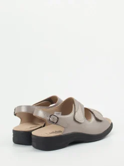Solidus – Komfortsandale aus Metallicleder beige