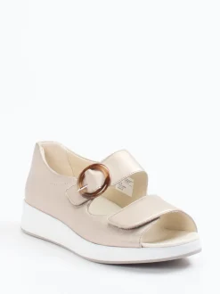 Solidus – Komfort-Sandalette aus Metallicleder Beige