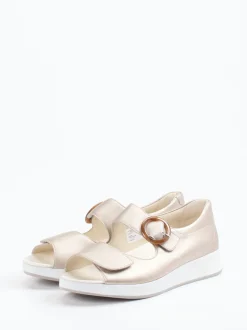 Solidus – Komfort-Sandalette aus Metallicleder Beige
