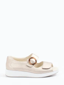 Solidus – Komfort-Sandalette aus Metallicleder Beige