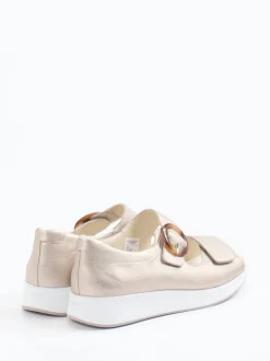 Solidus – Komfort-Sandalette aus Metallicleder Beige